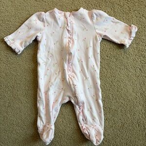 0-3M Little Me Pink Floral Ruffle Footed Sleep and Play Pajamas One Piece